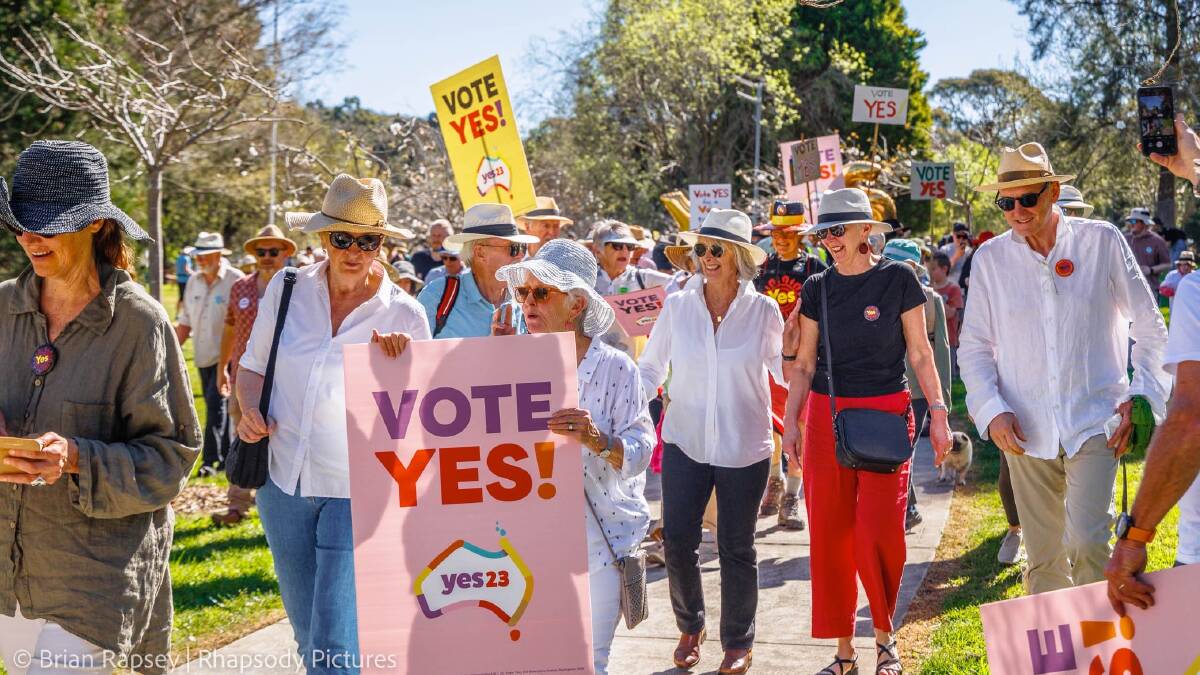 Bowral's National Walk for Yes event was the first local gathering of people in support of changing the Constitution to recognise Australia's First Nations people. Picture supplied.