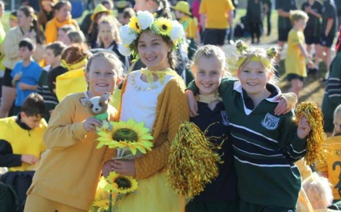 Madelyn Bourke, Madison Houston, Ella Stanley and Paige Towns at the Southern Highlands Christian School athletics carnival. Picture supplied.
