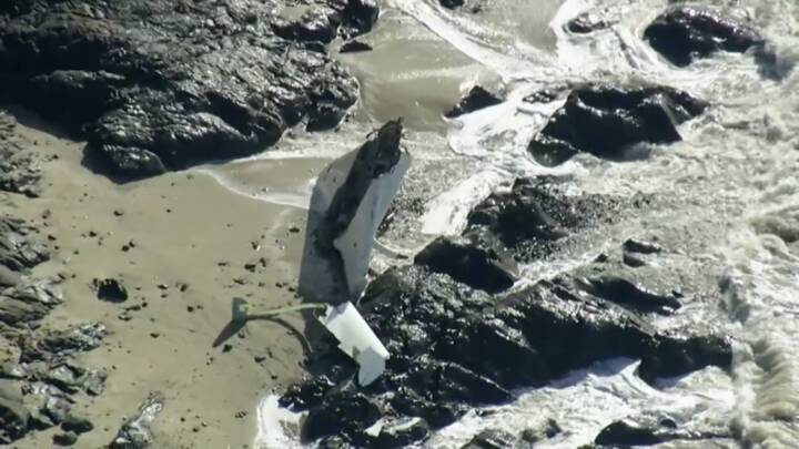 Wreckage from the plane that crashed near Half Moon Bay shown on SKY7 San Francisco. Screen grab.