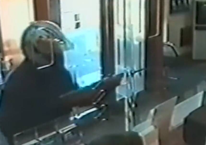 Still image from footage of a robbery in Bank SA Mount Pleasant branch in 2007. Picture supplied