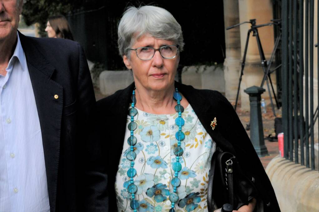 Barbara Eckersley outside court earlier in her trial. Picture: Blake Foden