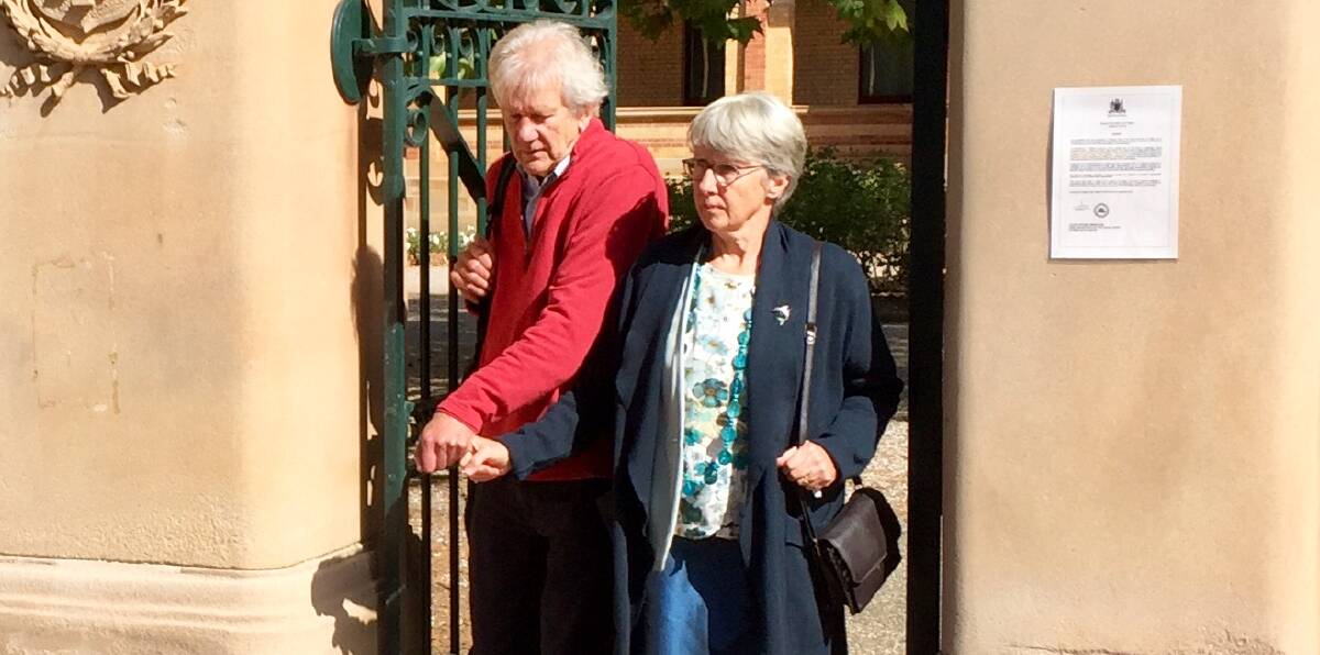 Barbara Eckersley, right, leaves court with her husband Richard. Picture: Blake Foden
