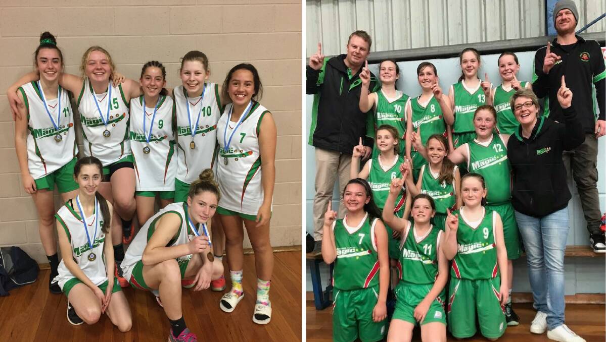 WINNERS ARE GRINNERS: Moss Vale Magic's under-12 and under-16 girls team were both crowned Country Champions.