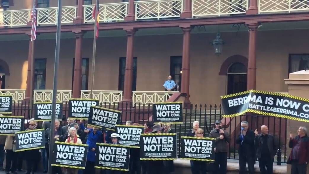 LOUD AND CLEAR: Protesters outside NSW Parliament house. Picture: Facebook.