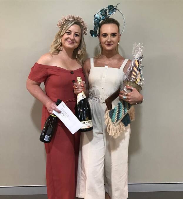 Senior stylist Elle Annand and Renee Lavis. Photograph taken during Melbourne Cup celebrations in 2018. 