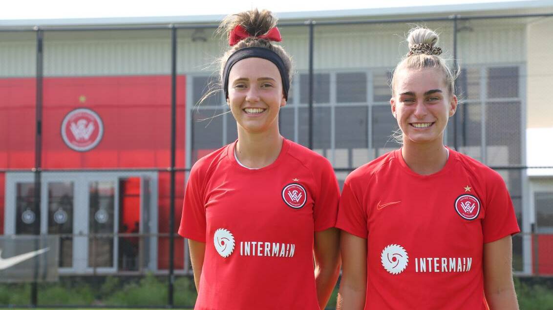 Chloe Middleton and Danika Matos both signed full-time with the Western Sydney Wanderers W-League team in late January. Picture: WS Wanderers