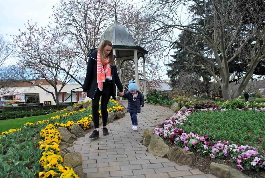 Alice and Poppy at the opening day of Tulip Time, which runs until Saturday, September 24. Photo: Charli Shield. 