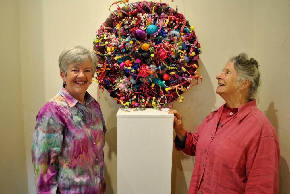 TEXTURES: Chris Moore and Jan Nicholls  from the Southern Highlands Textile and Fibre Network, who are exhibiting their latest works at the Bowral Art Gallery from November 10 to 20. Photo: Charli Shield.
