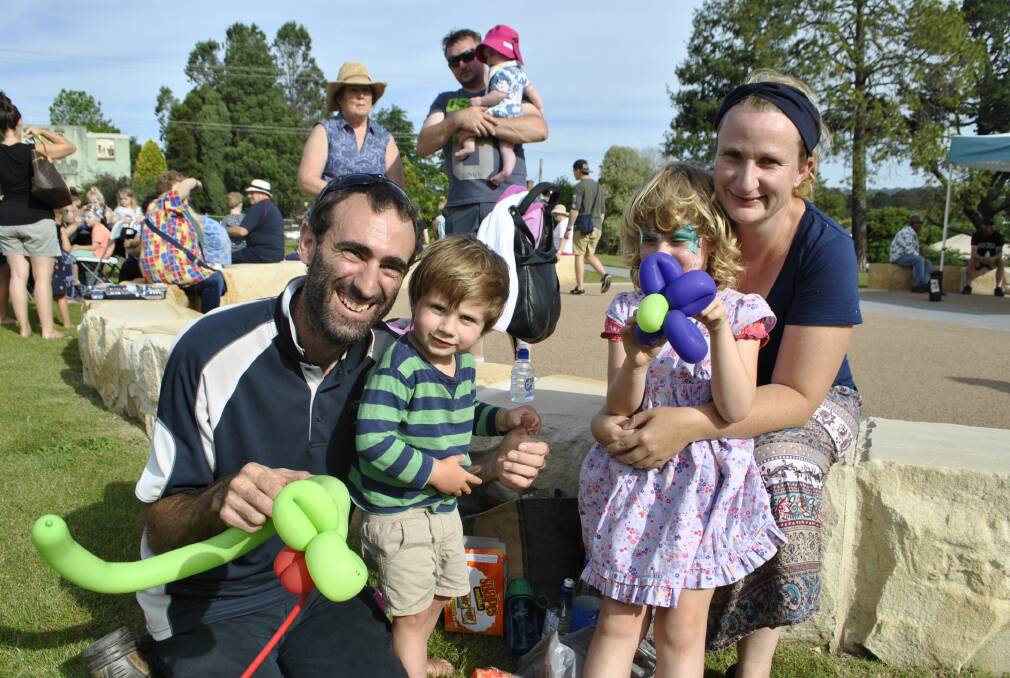 The Taylor family - Aaron, Sebastian, Olive and Caren - soaking up the opening festivities. Photo: Charli Shield. 