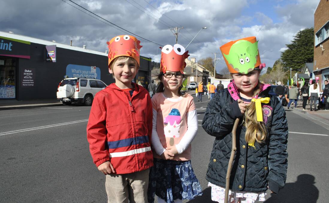 UNDER THE SEA: Will Crawford, Aysha Wilson and Aspen Rose donned under-the-sea themed hats for the parade. Photo: Charli Shield. 