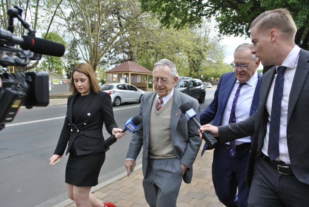 Anthony Caruana on a previous court appearance after he was charged with assaulting and groping 12 boys while a teacher at Chevalier College in the Southern Highlands. Picture: Emily Bennett