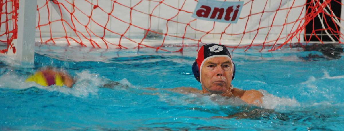 VETERAN: Southern Highland Water Polo Director, Miles Lochhead playing the game he loves for over 40 years. Photo: Matt Welch.