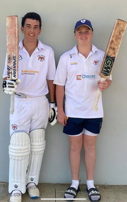 CENTURY HUNTERS: Bowral Cricket Club's Lachlan Cooper and Flynn Corby both posted over 100 runs for their Kookaburra's side. Photo: Bowral Cricket Club. 