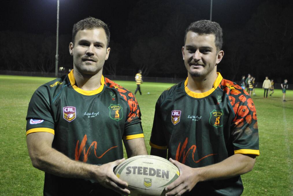 WE REMEMBER THEM: Regan Economos and Jake Isedale along with their teammates will be donning this special Anzac day jersey this weekend.