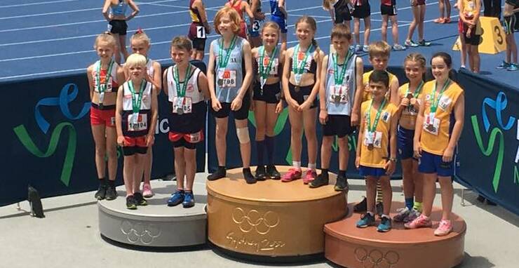 LJ gold: The Bowral Little ASthletics gold-medal-winning junior long jump relay team at last year's State Relays