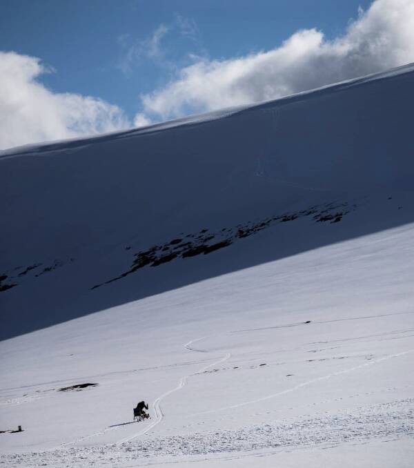 DAUNTING, BUT NEVER IN DOUBT: Pushing through the mental doubt, Sam Tait climbs Mount Kosciuszko. 