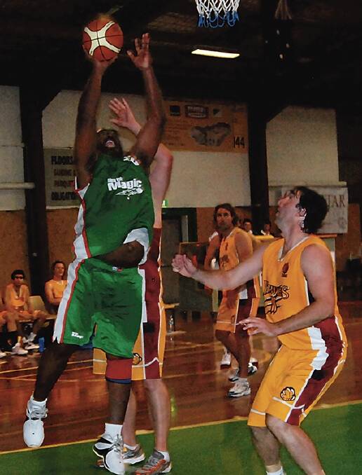 STRONG IN THE PAINT: Norman storming the paint. Once in the paint, it was lights out for defenders. Photo: Moss Vale Magic Basketball.