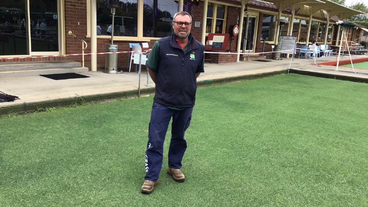 Bowral Bowling Club, head greenkeeper Josh Woodcock has stated he will continue to look to some warm and consistent weather conditions which we have lacked through the Summer. Photo: Gordon Lewis. 