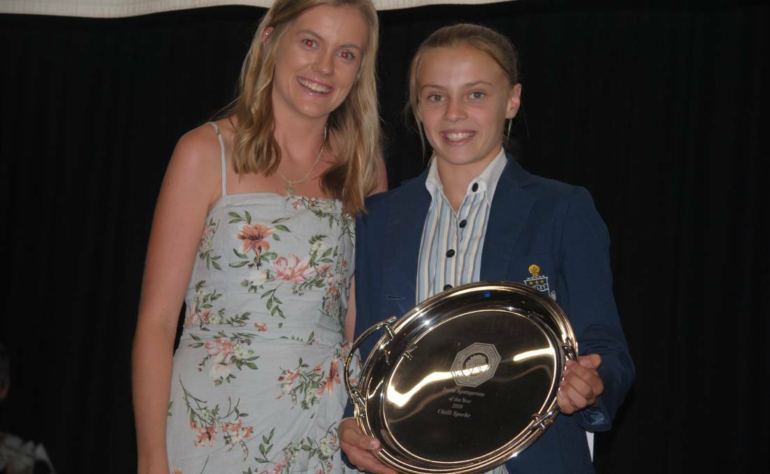SUPERSTAR: Ms Chilli Sparkes accepting her 2019 junior sportsperson of the year award. She has a very bright future in whatever sport she decides on. Photo: Matthew Welch.