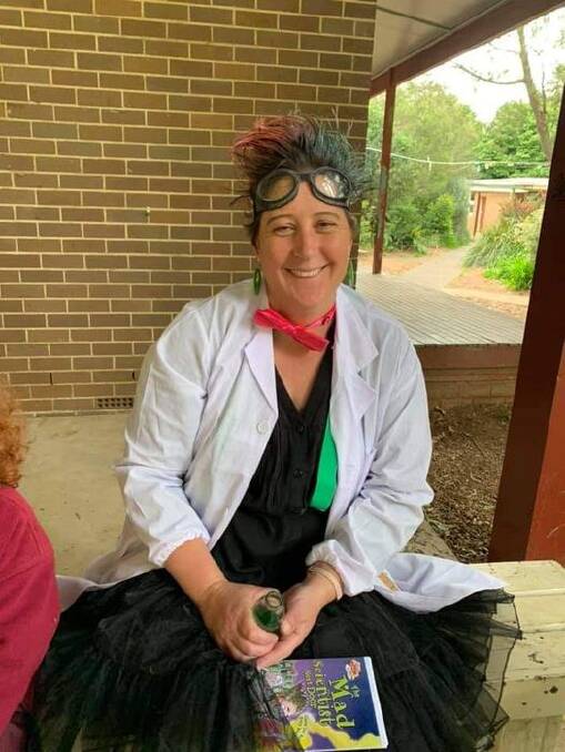 "Our Mad Scientist: Mrs Ponticello.": Mrs Ponticello science lessons have had students across all years busting to share their learning after school. Photo: Supplied.