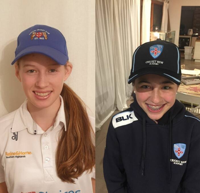 BOWRAL PROUD: Ava Maiden and Caitlin Appleyard have been selected in a New South Wales Country Acadamy squad and will represent in the Greater Illawarra side. Photos supplied by Bowral Cricket Club. 