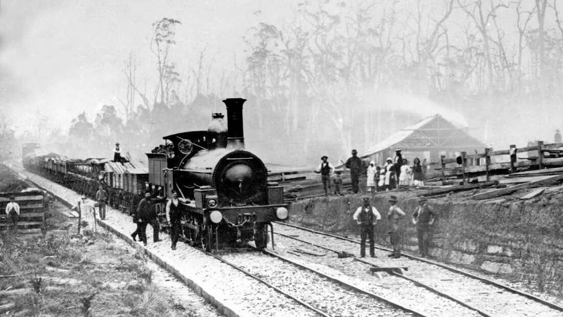 HEAVY HAULAGE: On the new rail section is a mixed goods train at a timber-mill siding near Exeter, c1870. Photo: BDH&FHS.