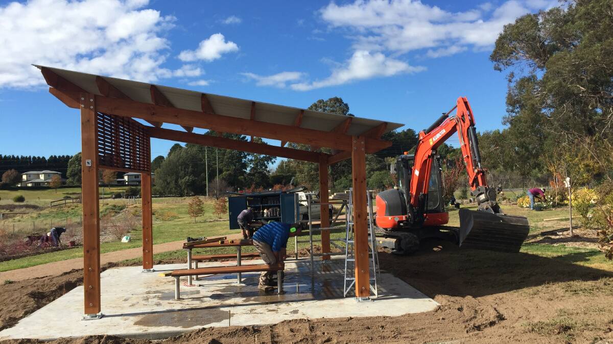 The new picnic space at the Southern Highlands Botanic Gardens during the final stages of construction. The facility is now open for use. 