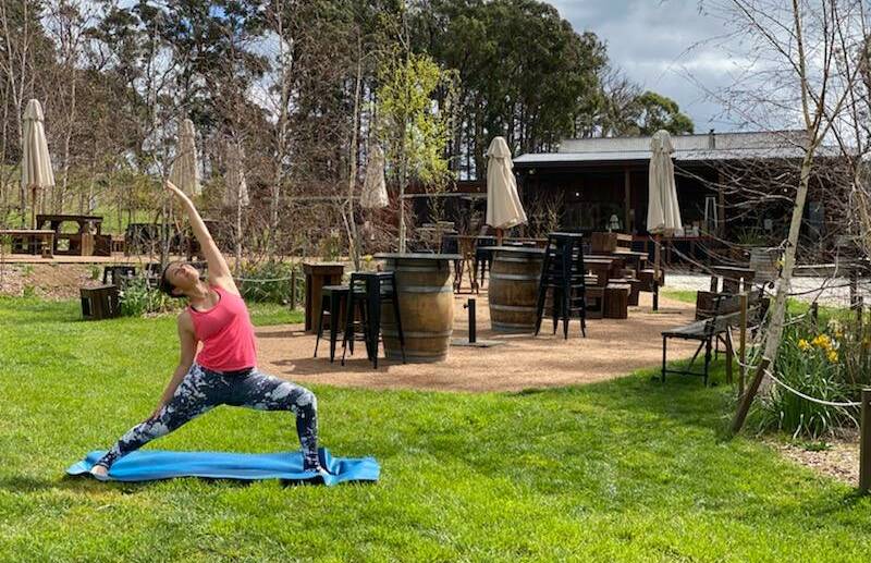 Annie Di Natale prepares her moves for a Yoga in the Vines fundraising event on September 13. Photo supplied
