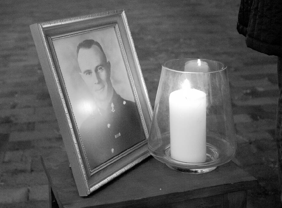 CANDELIGHT VIGIL: A memorial to a father never met, Thomas James Courtney, by his daughter, Sheila McConnell , on Anzac Day 2020. Photo supplied