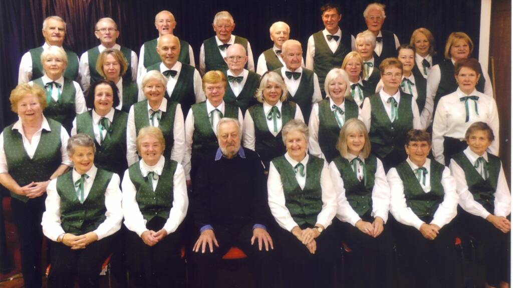 The Highland Singers send out a sad farewell to an inspiration, Geoff Harvey, pictured front row. Photo: supplied