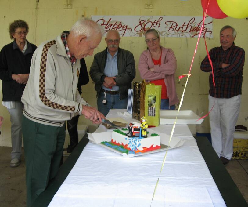Celebration: More than 30 people attended the 80th birthday barbecue held for Malcolm Hughes at Nepean Dam on October 8. Photo: Supplied