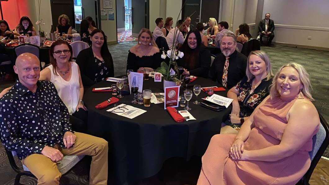 Enjoying the 2020 business awards are representatives from The Grape Escape, Argyle Professionals and KU Moss Vale Children's Centre.