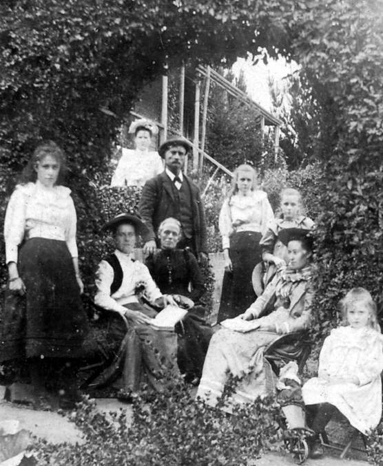 VILLAGE BUSINESS: John Slatter with wife and family at Altona boarding house, c1893. They ran it and the adjacent post office store.