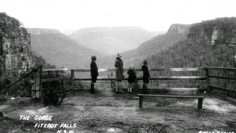 TOP VIEW: A stunning view of Mount Meryla (centre) and the Meryla/Yarrunga Valley from a lookout at Fitzroy Falls, c1920. Photo: BDH&FHS