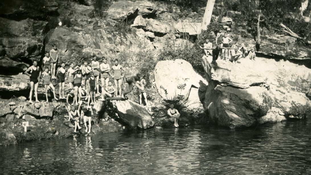 POPULAR SPOT: By 1930 the old dam had been cleared out enough for Renwick Home boys to gather there prior to the new pool's construction.