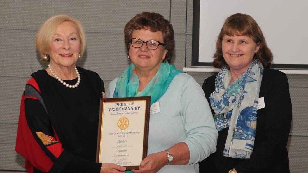 Noeline Brown is pictured with Warrigal's Alison Benson and Vernia Blundell. 

 