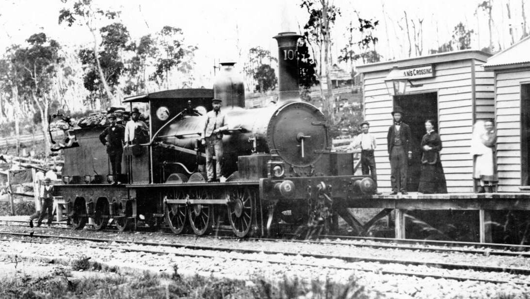 NEW ERA: The first engine to arrive at Jordans Crossing platform in 1869.