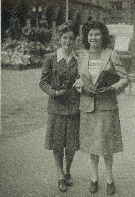 Rona McKenny and friend Dawn in Martin Place Sydney 1944