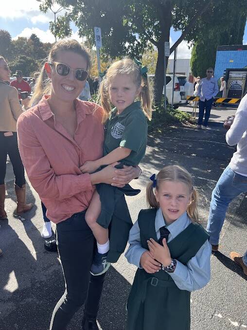 Kara, Lilly and Norah Spargo at the Bowral Anzac Day main service. Picture by Sally Foy
