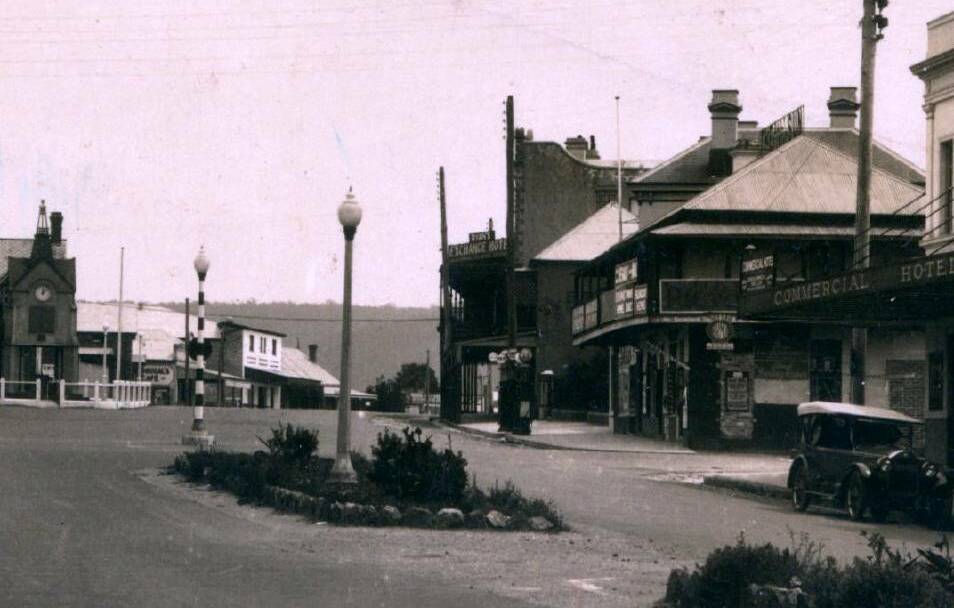 RE-FUELLING: On Hume Highway in Mittagong, 1940s, petrol bowsers (in centre) stand ready, but perhaps it was a quiet Sunday. 