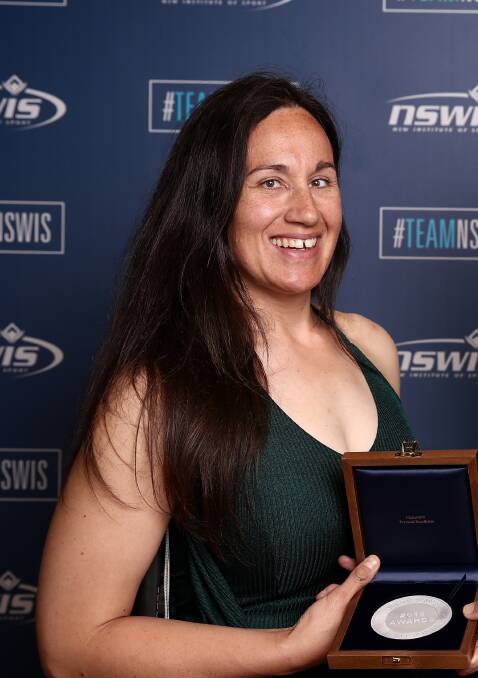 Melissa Perrine after winning the NSW Institute of Sport's Personal Excellence Award in 2019. Photo supplied