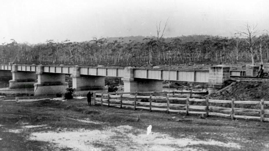 BRIDGE OF 1868: The original single-track railway viaduct at Barbers Creek, replaced in 1915. Photo: ARHS NSW Rail Resource Centre image 034303.