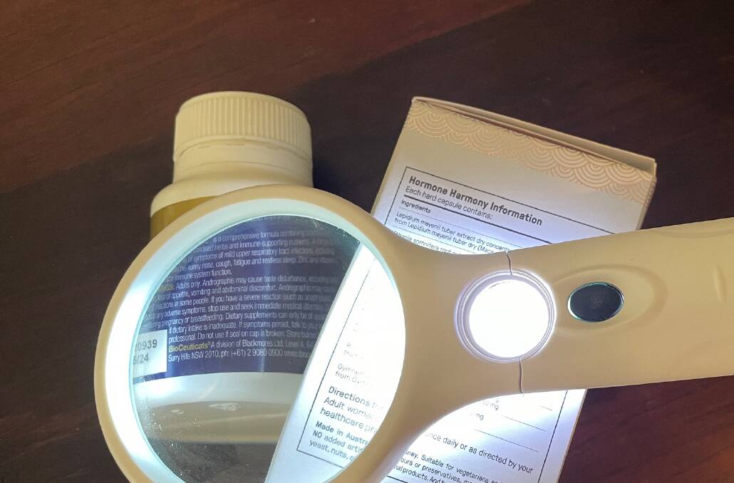 Medication should not be taken without a magnifying glass