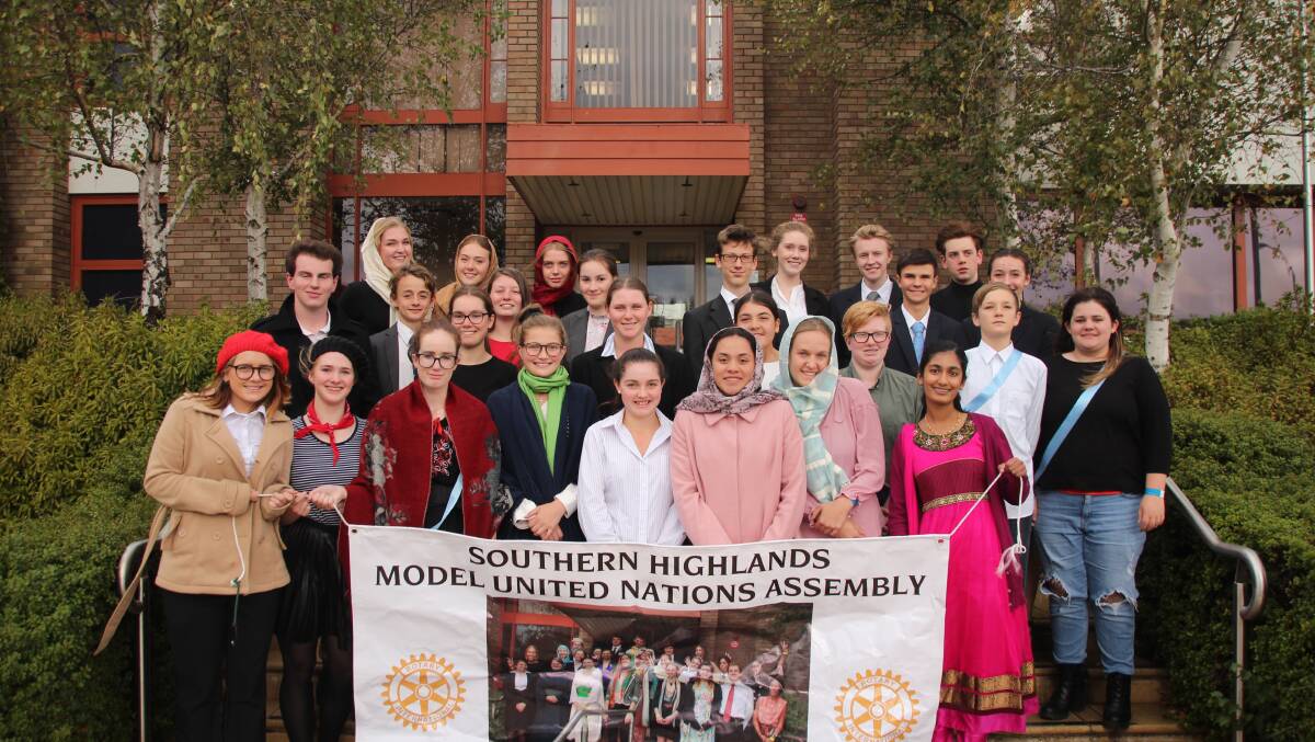 Students from across the Highlands immerse themselves in the culture of their appointed country for the Model United Nations Assembly debate. Photo: supplied