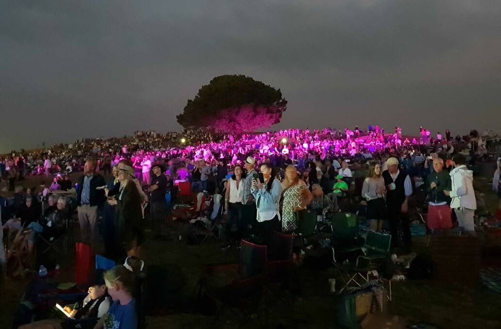 Howzat: The crowd on the hill enjoys the entertainment of FireAid 2020. Photo: Hamish Driver