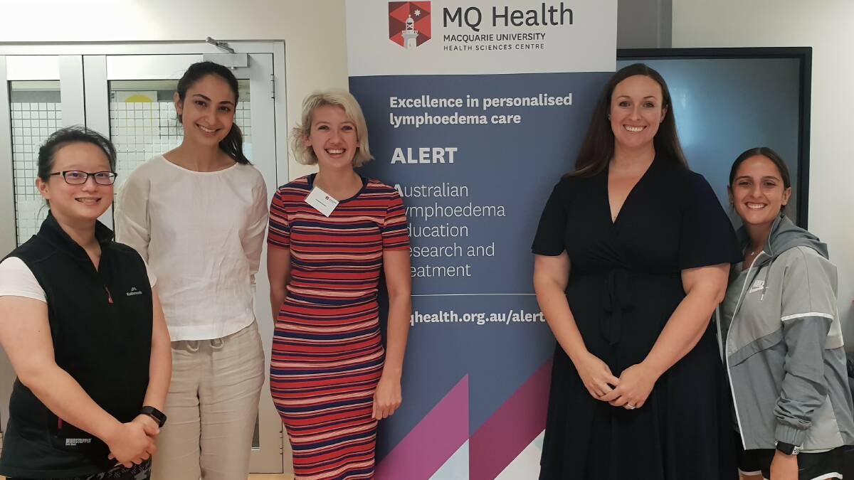 Allied Health staff Grace Leung and Mariam Shadid, Loretta Ascoli, accredited lymphoedema practitioner Stacey Bradshaw and Natalie Barca at the graduation of lymphoedema training for new staff. Photo: supplied.