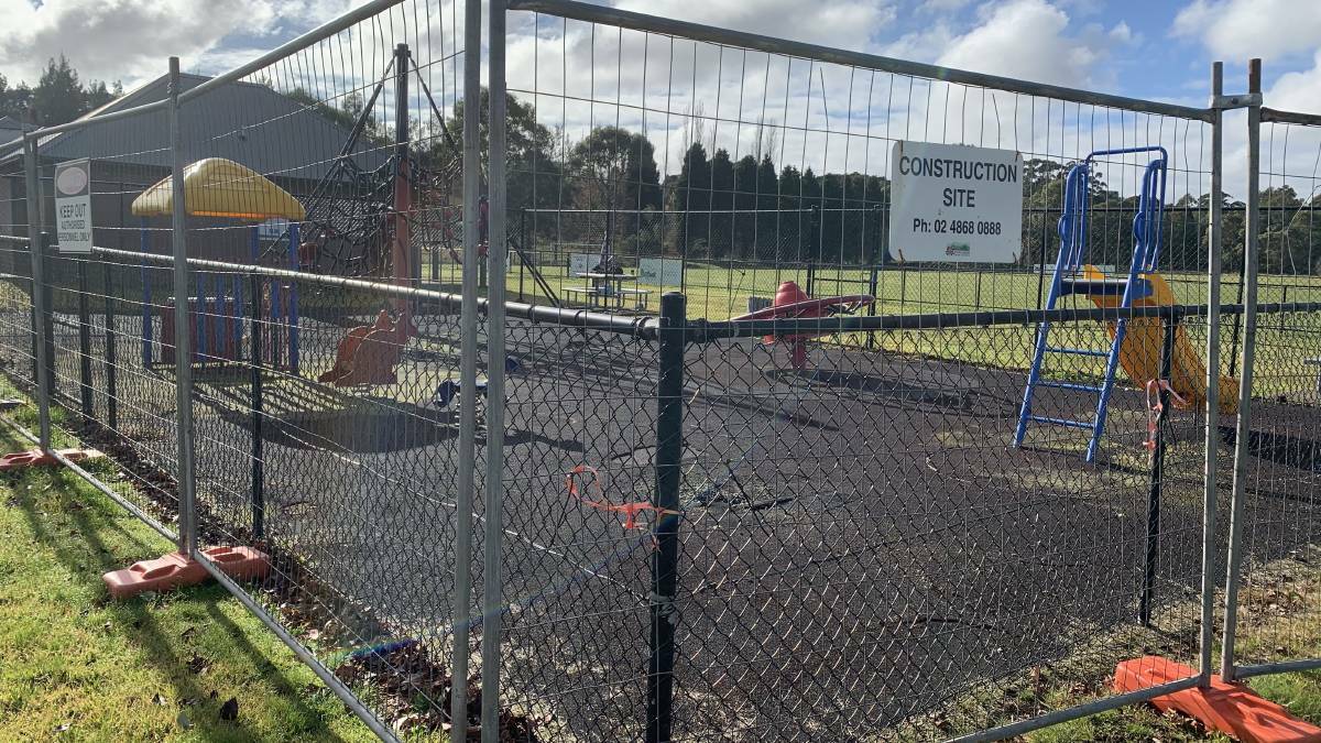 The playground at David Wood playing fields has been fenced off for more than six months. Photo: file