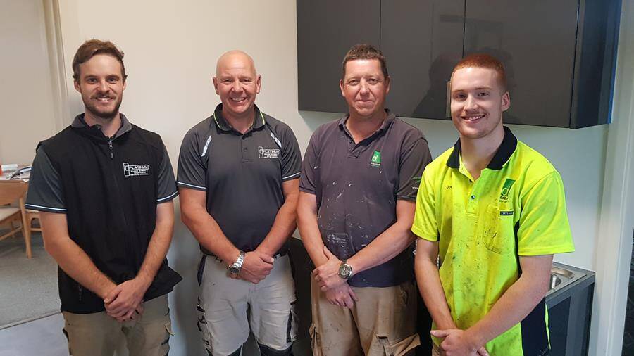 Austin and Peter from Platinum Shower Screens & Splashbacks, Mark and Joel from Dobsonei Constructions. Picture: Supplied.