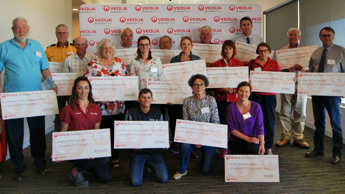 Representatives of local organisations from across the region receiving their grants
from the Veolia Mulwaree Trust in November 2019.