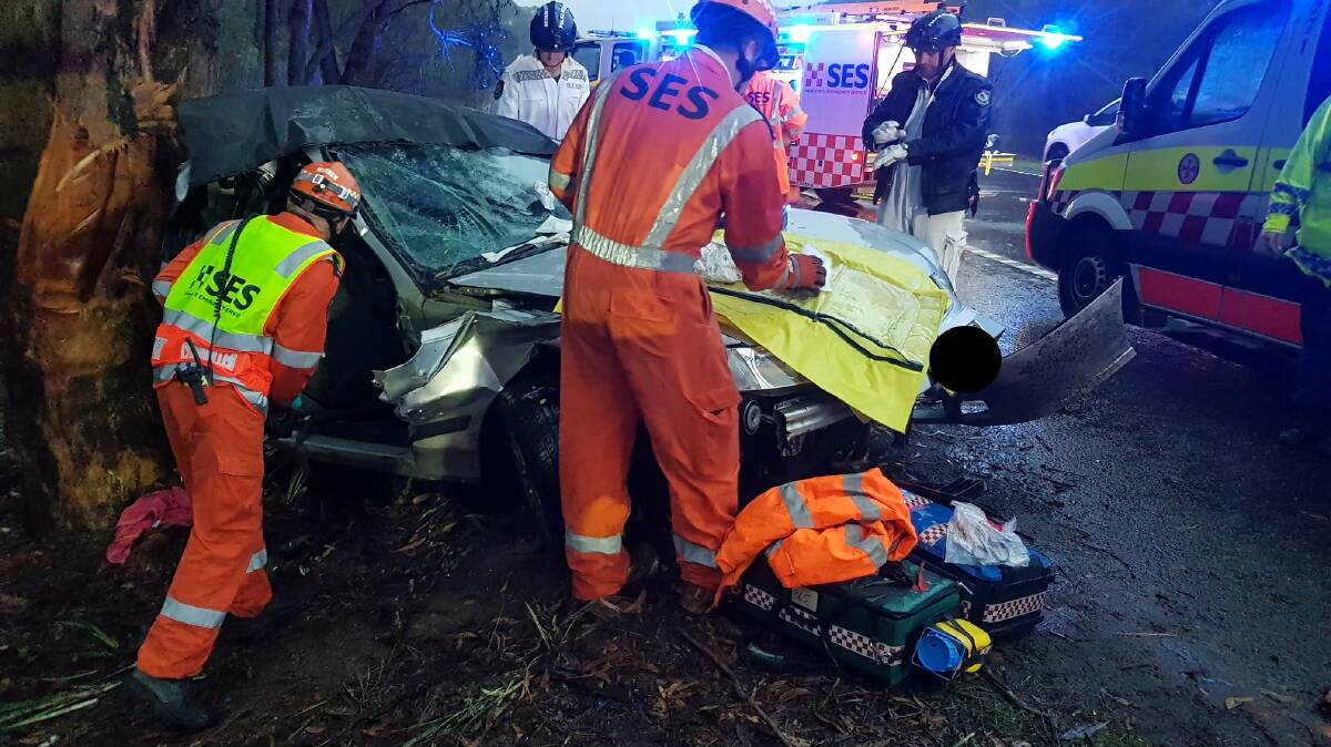 The SES were on hand to free the driver from the collision. Photo: SES Wingecarribee